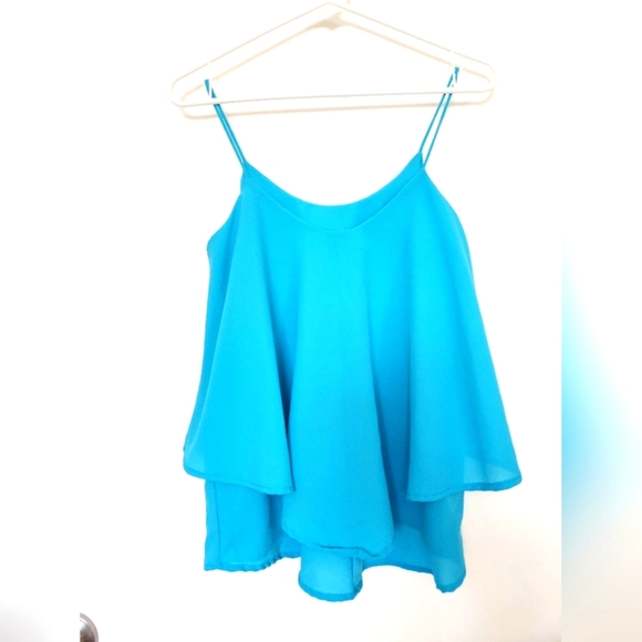 Paper Crane Tops - Paper Crane Women’s Medium Flowy Tank Top Casual Spaghetti Straps Teal